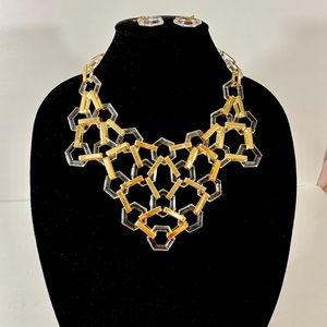 Clear & Gold Art Deco Necklace Set
